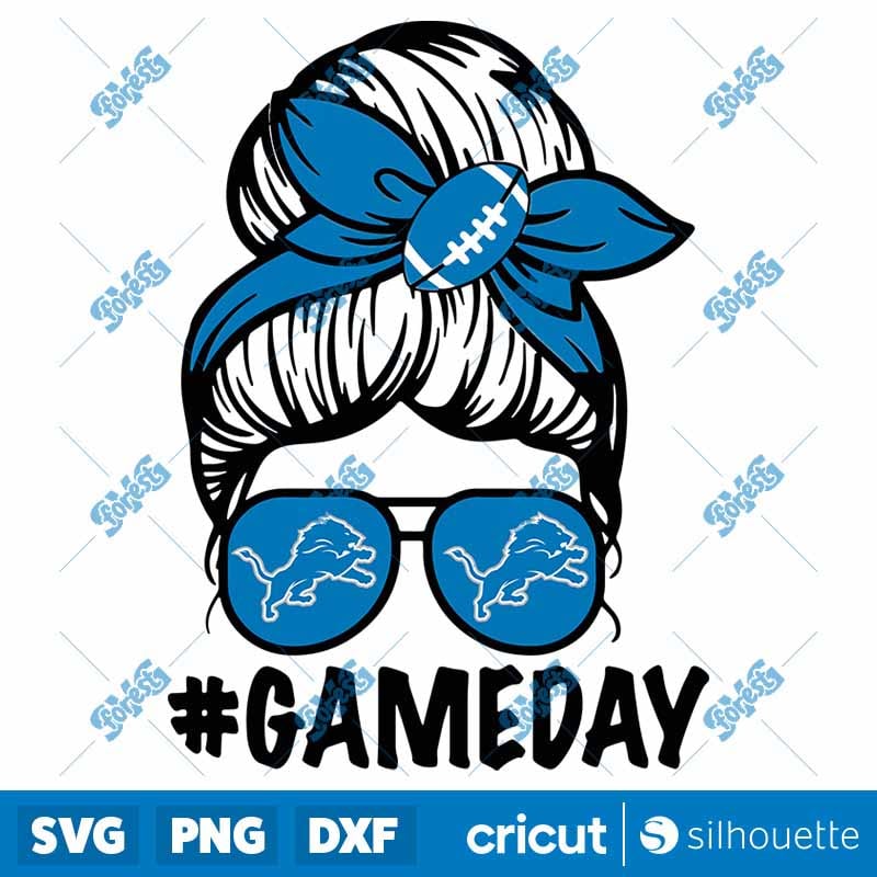 Messy Bun Detroit Lions SVG - Football Mom PNG & Cut File for Cricut