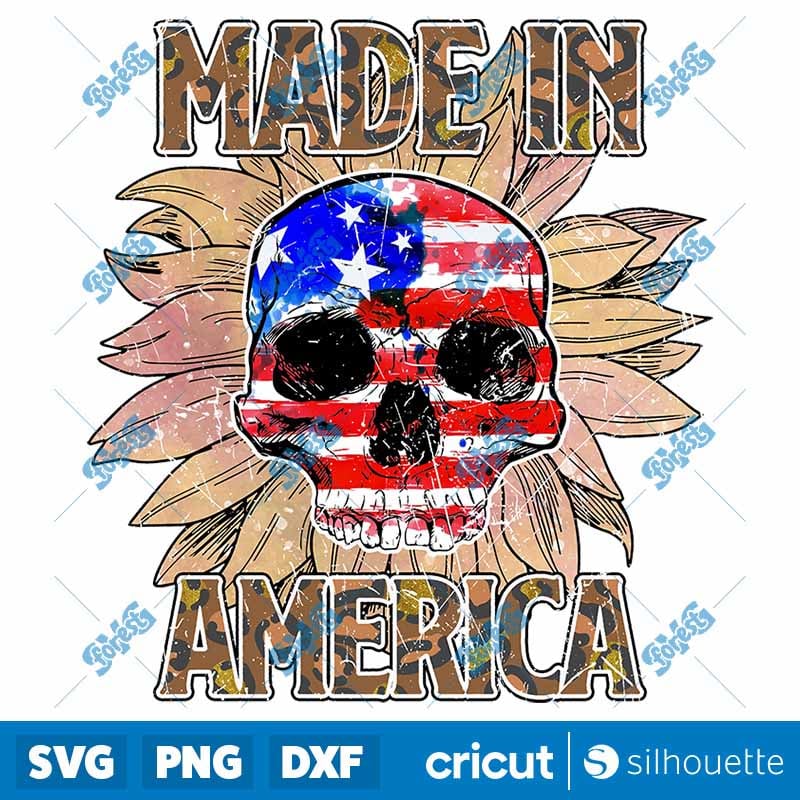 Made In America Skeleton PNG - American Skull Sublimation Design