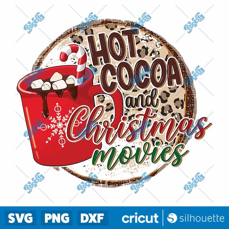 Christmas Movie PNG | Hot Cocoa & Santa Claus Sublimation Design