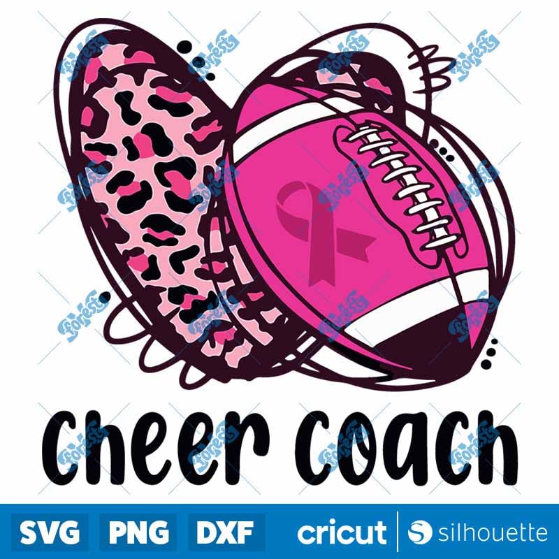 Leopard Cheer Coach SVG - Breast Cancer Awareness Football Mom Cut File