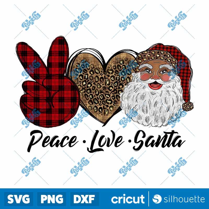 Peace Love Santa Leopard PNG - Retro Christmas Sublimation Design