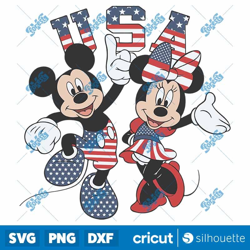 Mickey and Minnie 4th of July SVG - Independence Day Disney Cut File