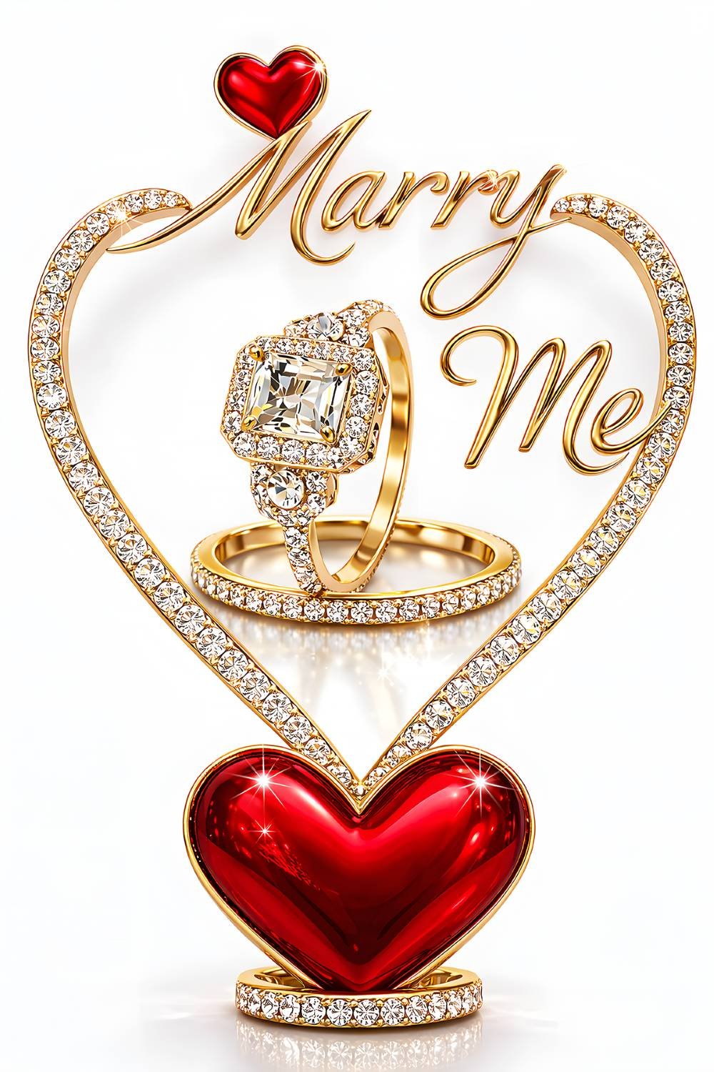 marry me wall art, engagement ring printable, proposal decor, romantic wall art, diamond ring artwork, wedding wall decor, valentines day printable, anniversary gift art, luxury love art, gold heart decor, romantic bedroom art, proposal announcement art,