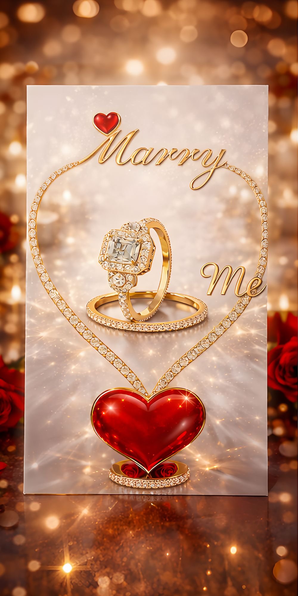 marry me wall art, engagement ring printable, proposal decor, romantic wall art, diamond ring artwork, wedding wall decor, valentines day printable, anniversary gift art, luxury love art, gold heart decor, romantic bedroom art, proposal announcement art,
