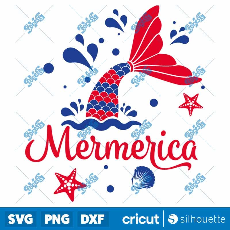 Mermerica SVG - American Flag Mermaid Silhouette Cut File for Cricut