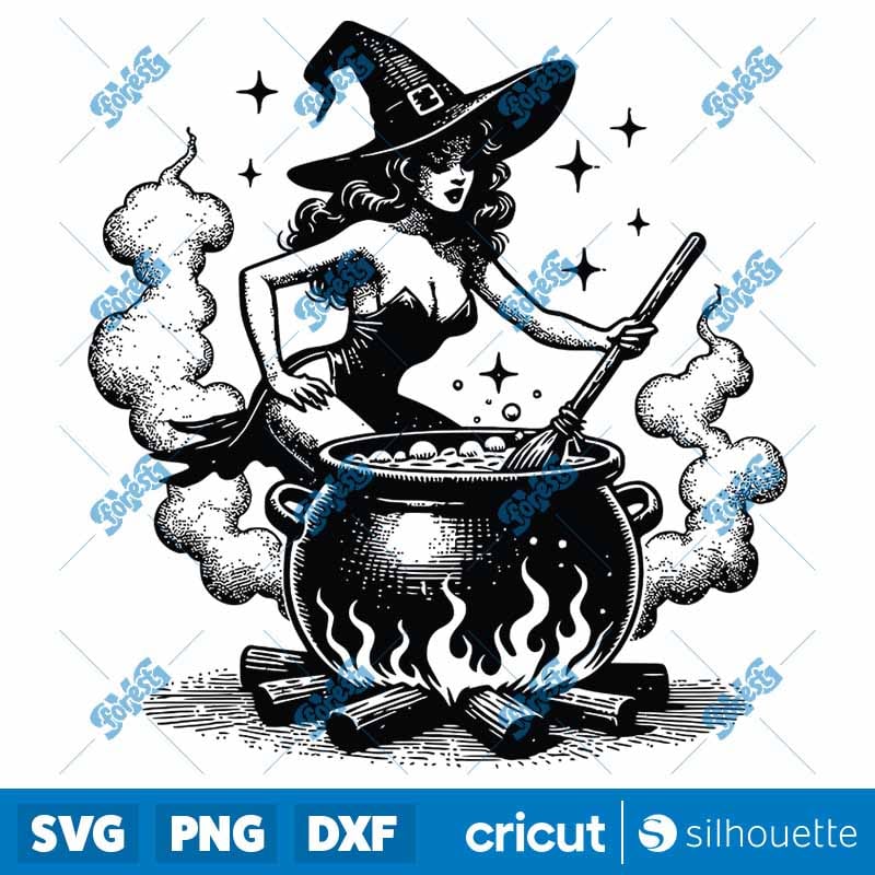 Pin Up Witch SVG | Vintage Halloween SVG Cut File for Cricut & Silhouette