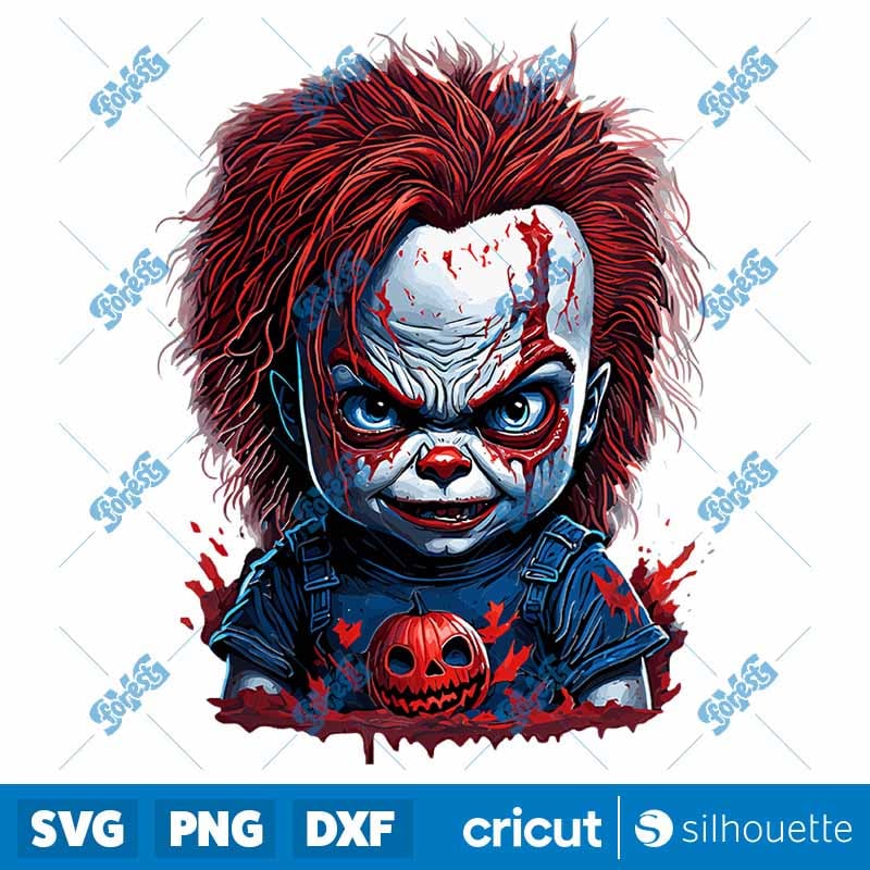 Retro Chucky Halloween PNG - Vintage Horror Movie Slasher Sublimation Design