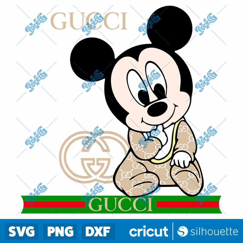 Gucci Mickey Baby SVG - Luxury Brand Logo Digital Cut File for Cricut