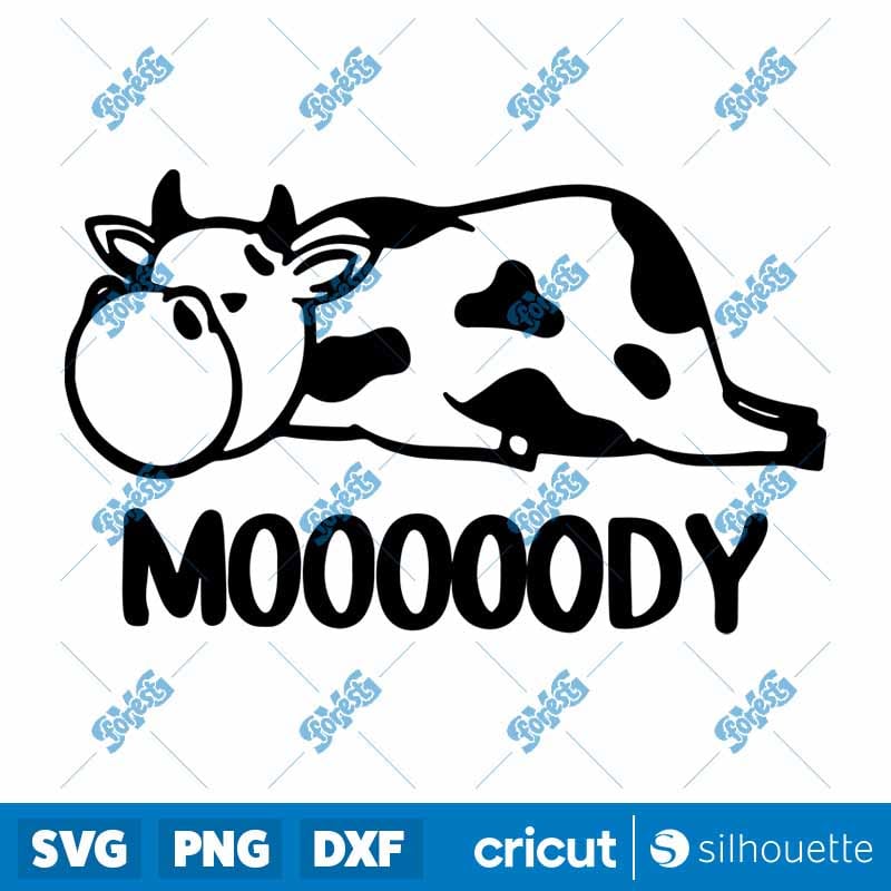 Moody Cow SVG | Lazy & Sleepy Highland Cow Cut File for Cricut