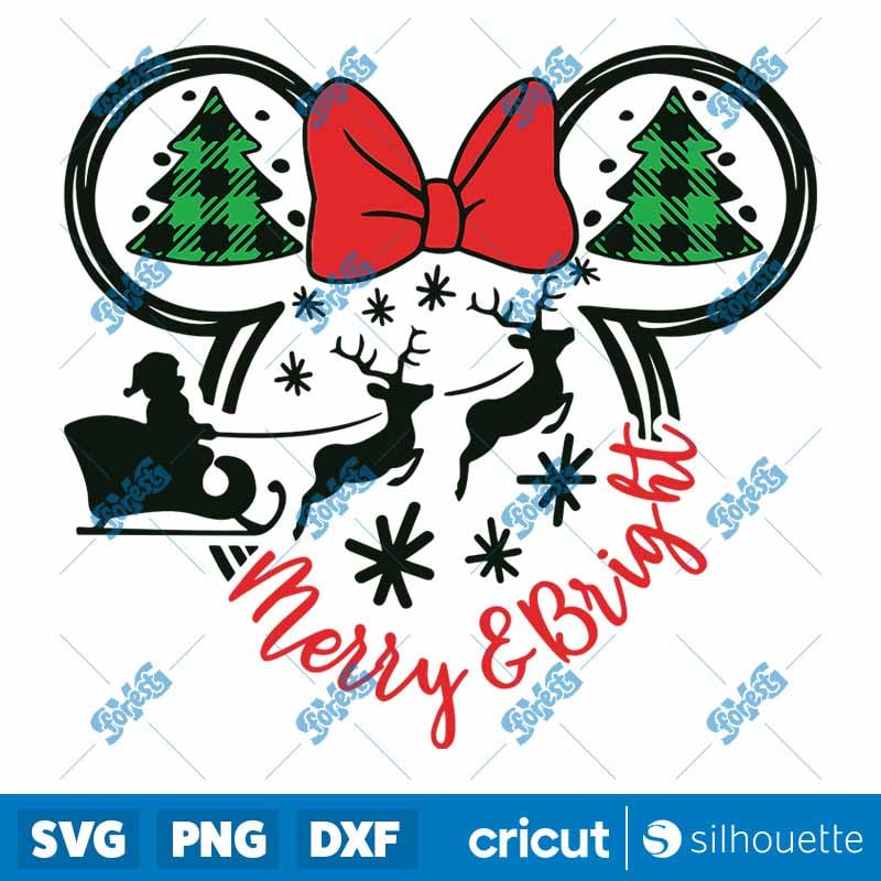 Minnie Face Merry Christmas SVG - Mickey & Minnie Xmas Cut Files for Cricut