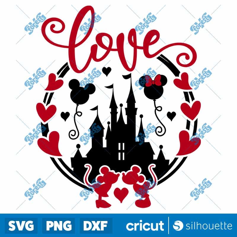 Disney Valentine SVG | Love Circle Mickey Minnie Ears | Cut File for Cricut