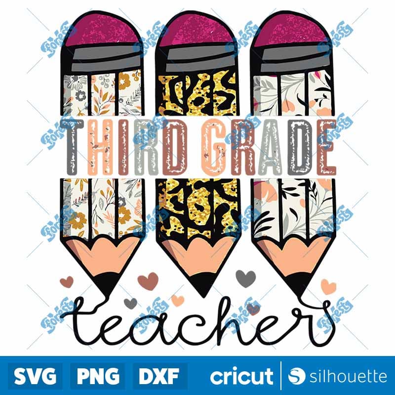 Third Grade Teacher SVG - Back to School 3rd Grade Cut File for Cricut