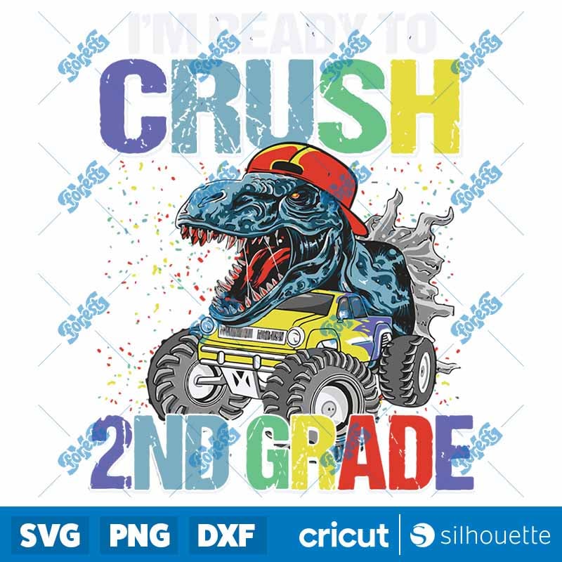 2nd Grade Dinosaur SVG - Back to School Crush Second Grade Shirt DIY