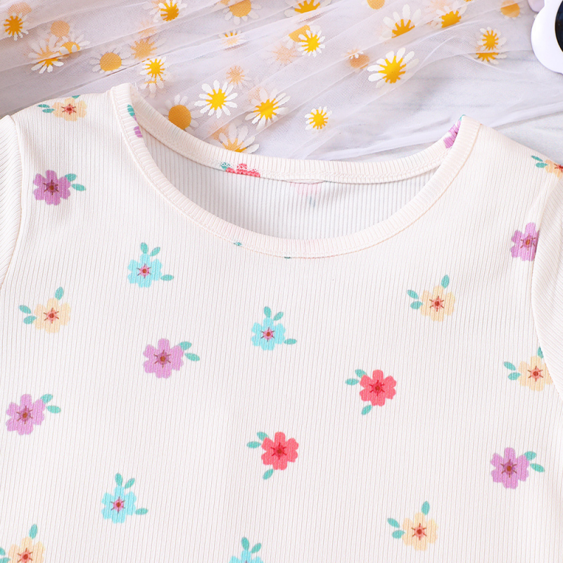 Children floral two-piece outfit breathable summer wear