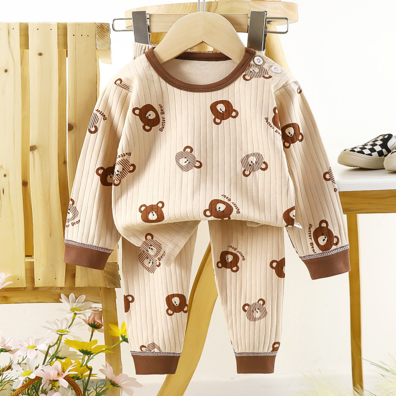 Kids autumn cotton pajamas set long sleeve home wear