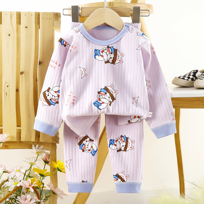Kids cotton pajama outfit breathable autumn nightwear