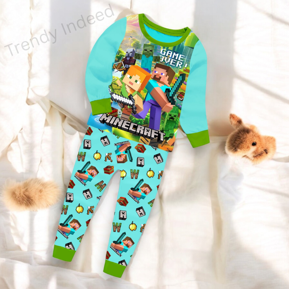 Kids glow in the dark pajamas gaming theme nightwear set