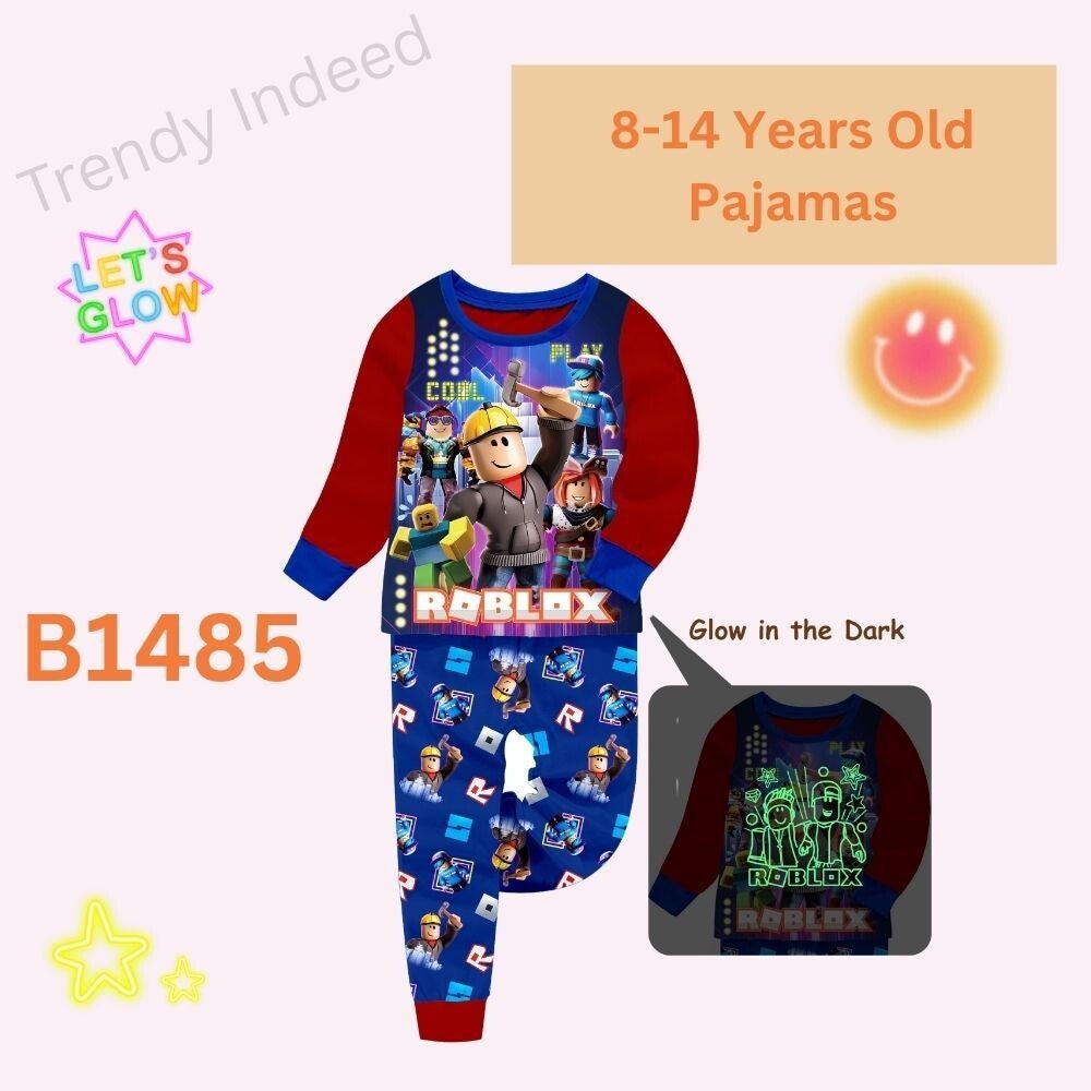 Kids gaming inspired glow pajamas comfortable cotton sleepwear