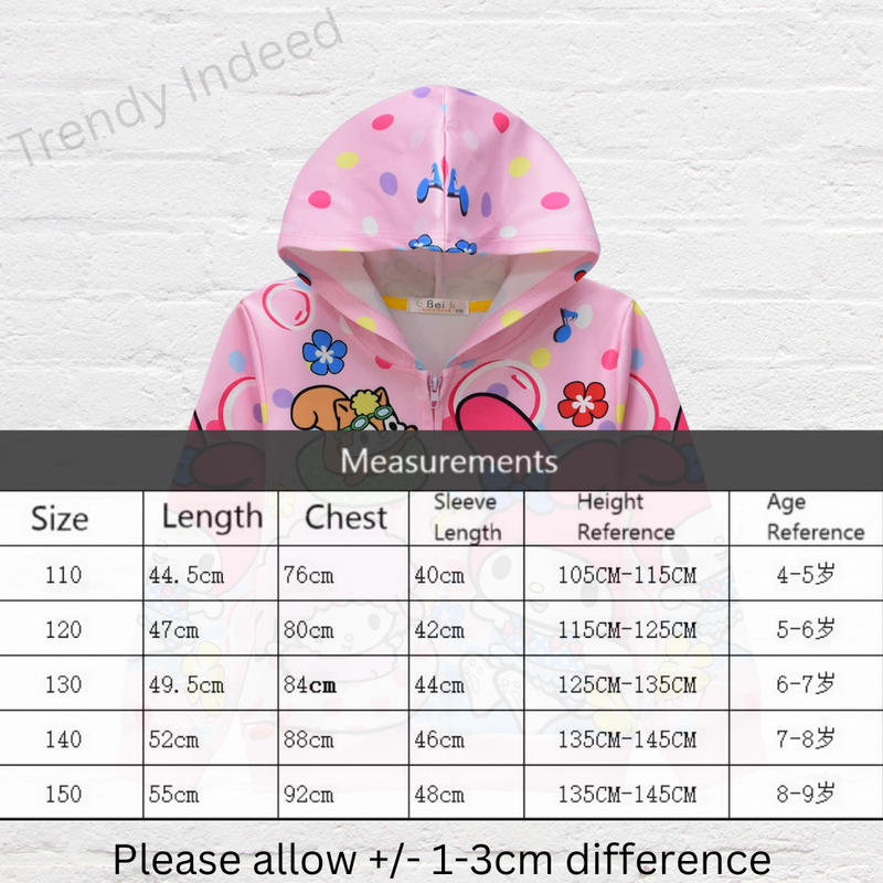 Cartoon inspired girls jacket with hood cute winter coat