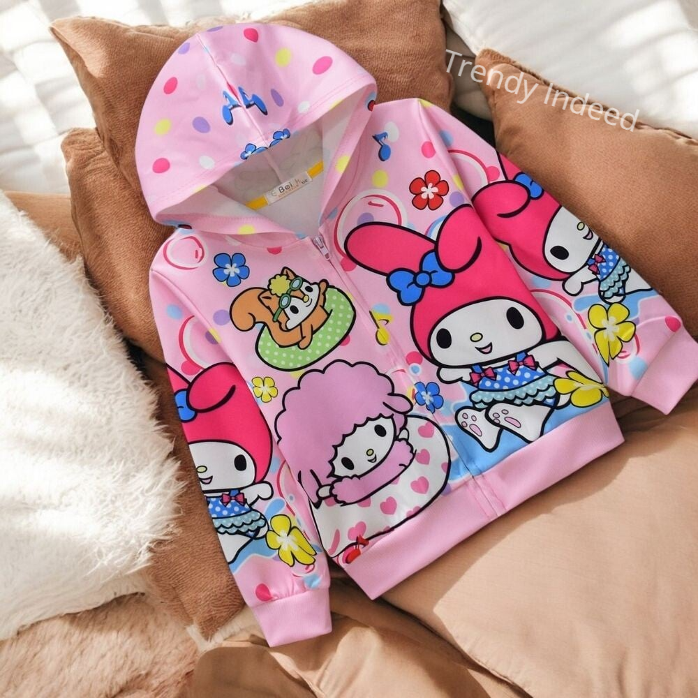 Girls cartoon inspired hooded jacket warm kids outerwear