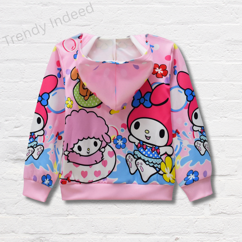 Girls fleece hooded jacket soft warm outerwear for kids