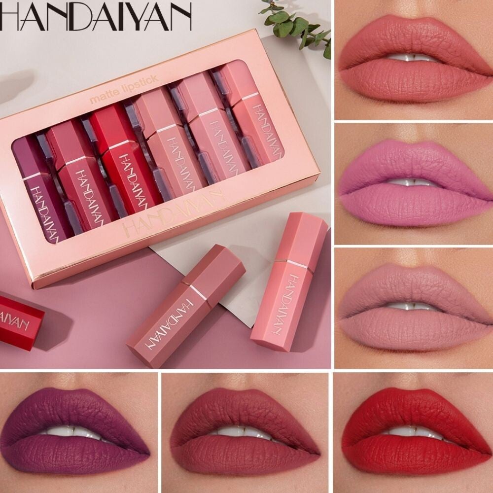 6 piece matte lipstick set lightweight even color lip cosmetics