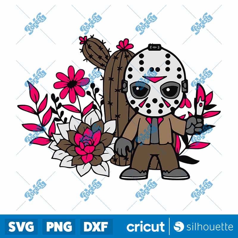 Jason Voorhees Cactus SVG - Scary Halloween Succulent Digital Cut File