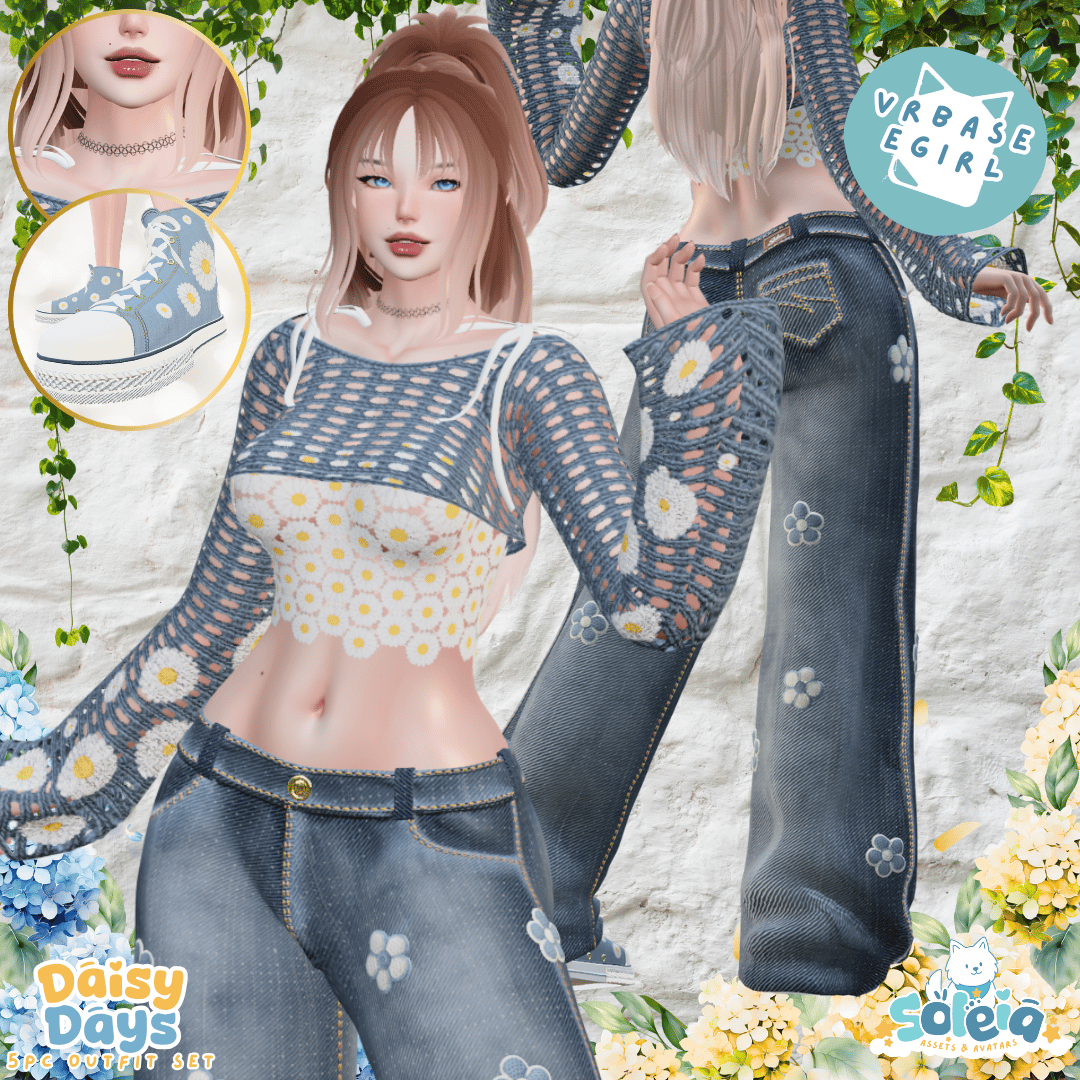 Daisy Days - 5pc Spring Knit & Jeans Set - EGirl