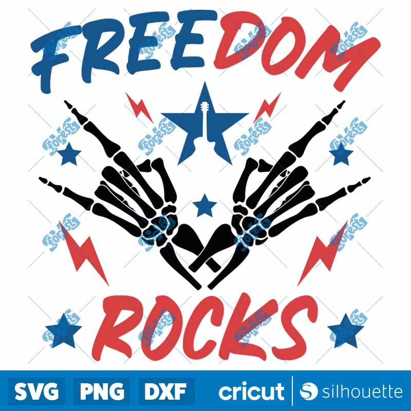 Freedom Rocks 4th of July SVG | Independence Day Patriotic Guitar DXF PNG