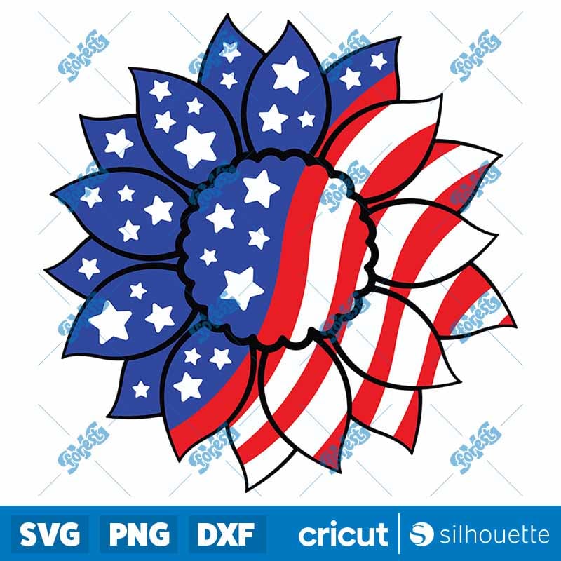 USA Sunflower SVG | American Flag Floral SVG Cut File for Cricut