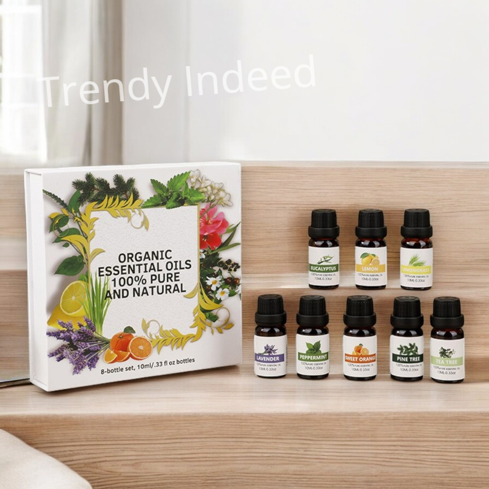 Pure essential oils set for diffuser relaxation and wellness