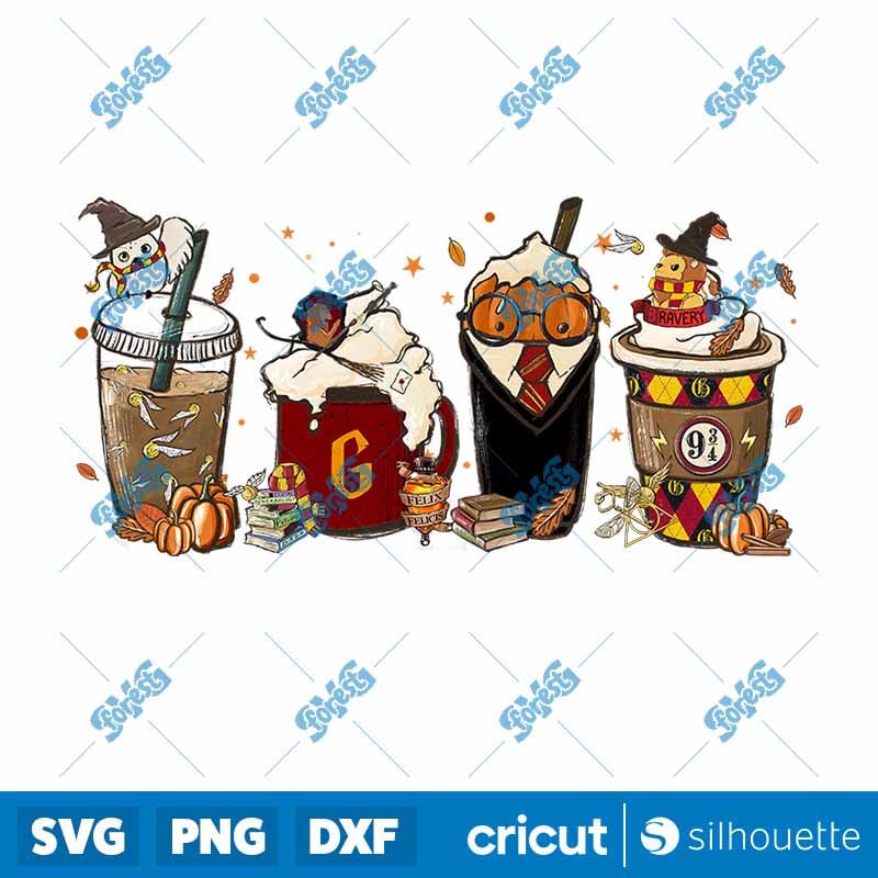 Harry Potter Coffee Fall PNG - Autumn Wizard Aesthetic Sublimation Design