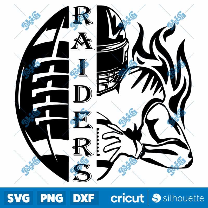 Las Vegas Raiders SVG | Half Football Half Player Split Design