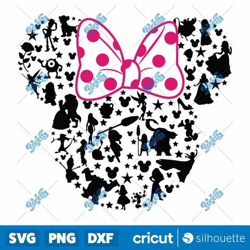 Minnie Mouse SVG - Disney Family Logo & Head Cut Files for Cricut