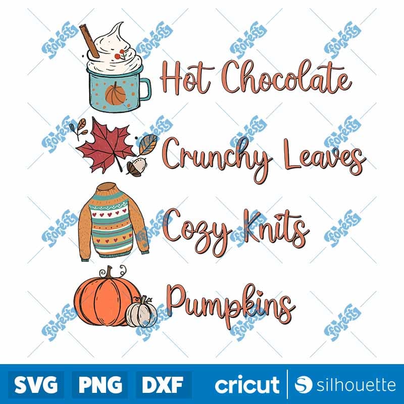 Autumn Aesthetic PNG - Hot Chocolate, Pumpkins, Knits Sublimation