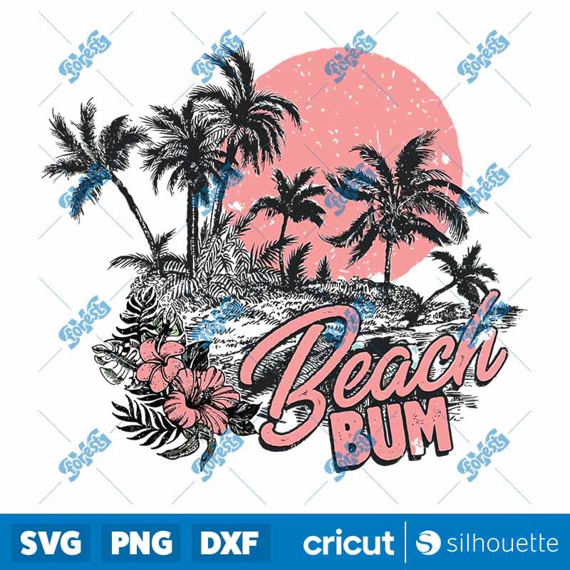Beach Bum SVG - Retro Summer Vector for Tropical Shirts & Beach Decor