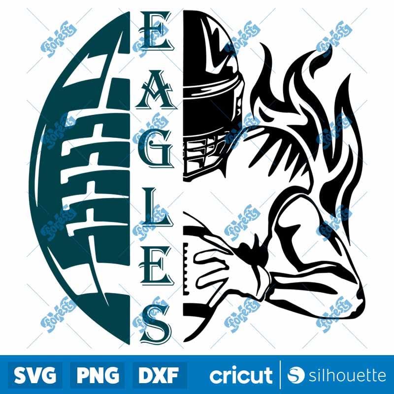 Philadelphia Eagles SVG | Half Football Half Player Split Design for Cricut