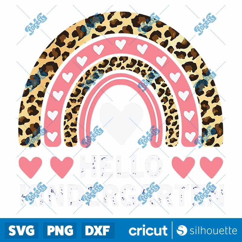 Hello Kindergarten SVG | Leopard Rainbow Back to School Teacher Shirt Design