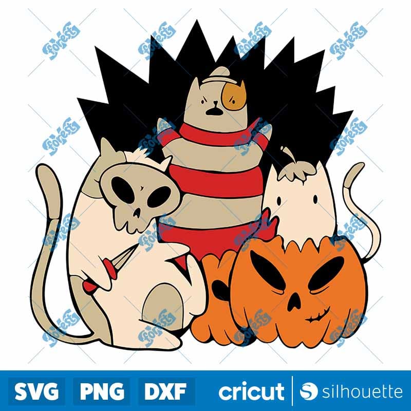 Friends Halloween SVG - Horror Cats Squad Clipart for Cricut & Silhouette