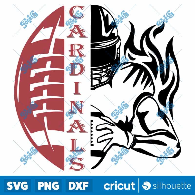 Arizona Cardinals SVG - Half Football Half Player Split Design for Cricut