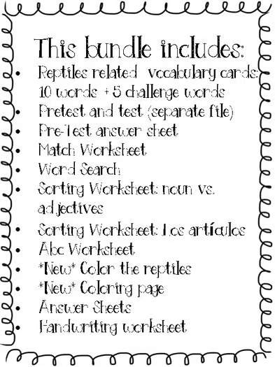 Reptiles / Los reptiles - Vocab Bundle and Literacy Centers - Spanish