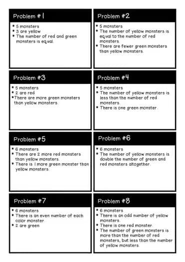 Problem Solving with Monsters | Critical Thinking Logic Puzzles Math Center