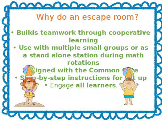 First Grade Math Summer Themed Escape Room