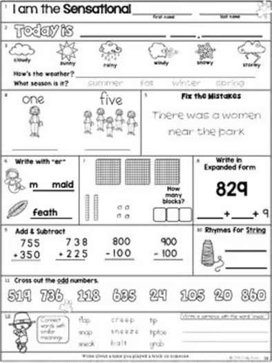 March Morning Work Second Grade Math and ELA Digital and PDF