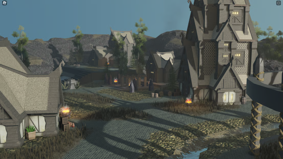 Roblox medieval town with castle interior