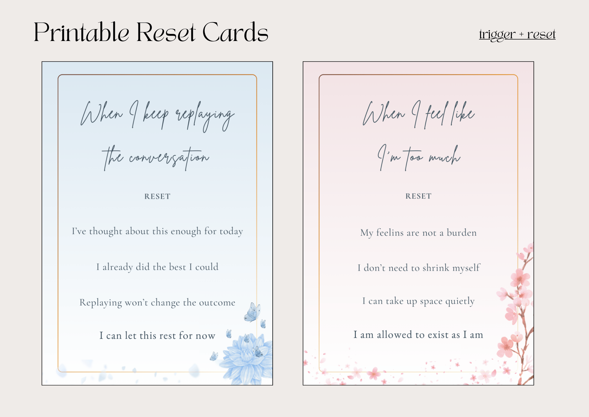 Overthinking Card Overthinking Reset Cards - Payhip