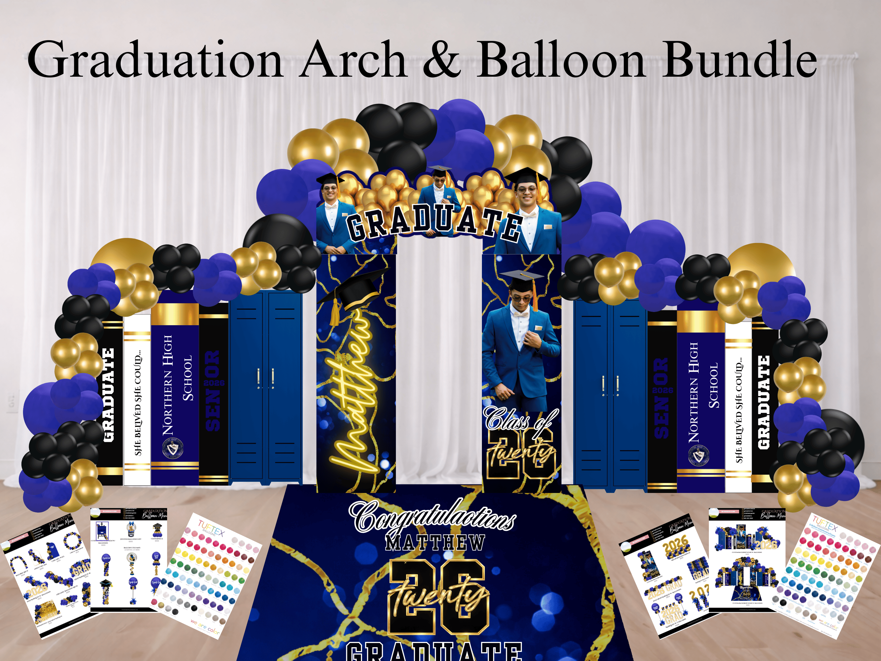 Grad Balloon Menu Editable Graduation arch & Balloon Menu Bundle - Payhip