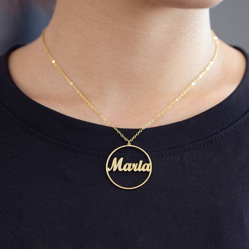 Customizable name necklace round hollow pendant fashion jewelry