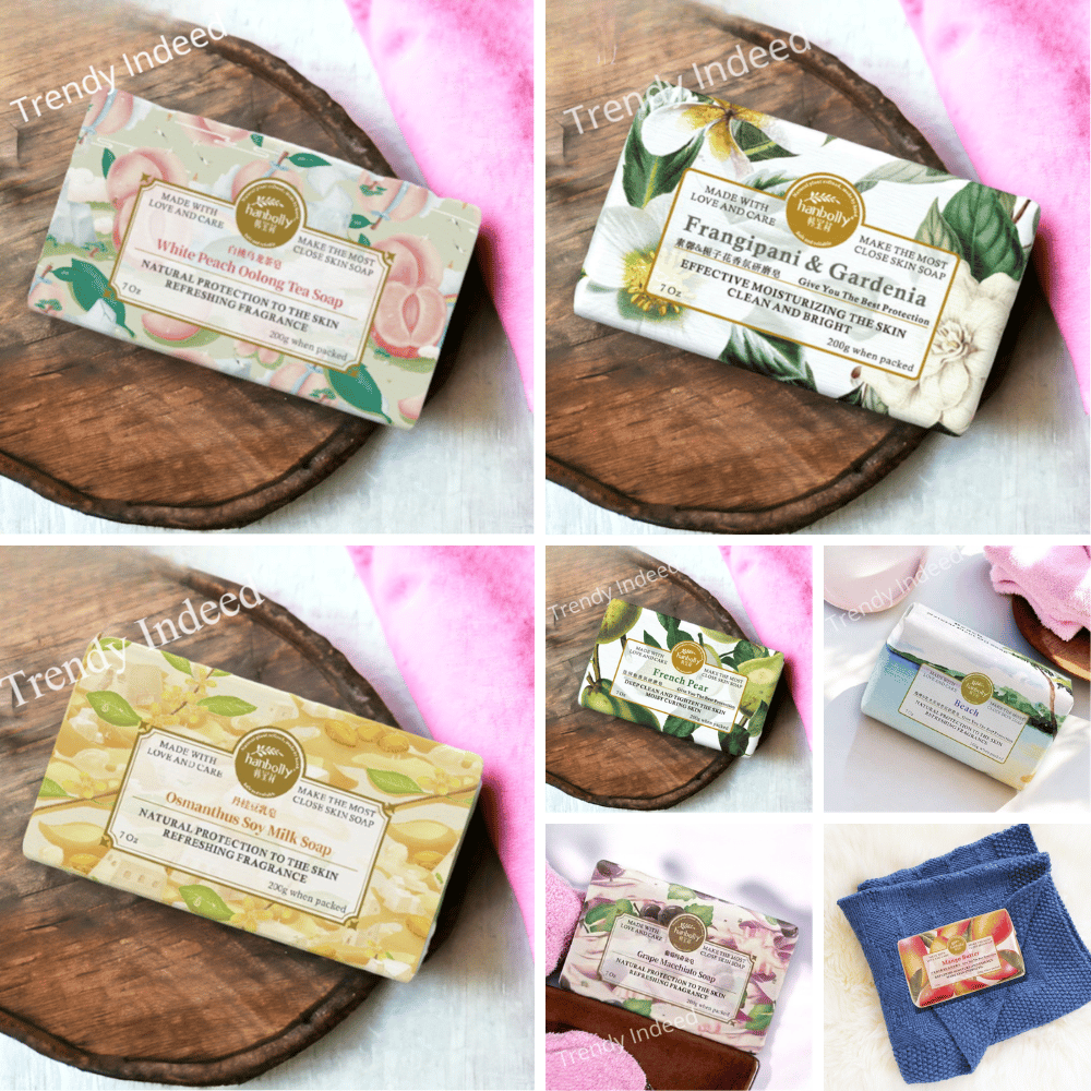 Hanbolly scented exfoliating soap handmade bath soap 200g