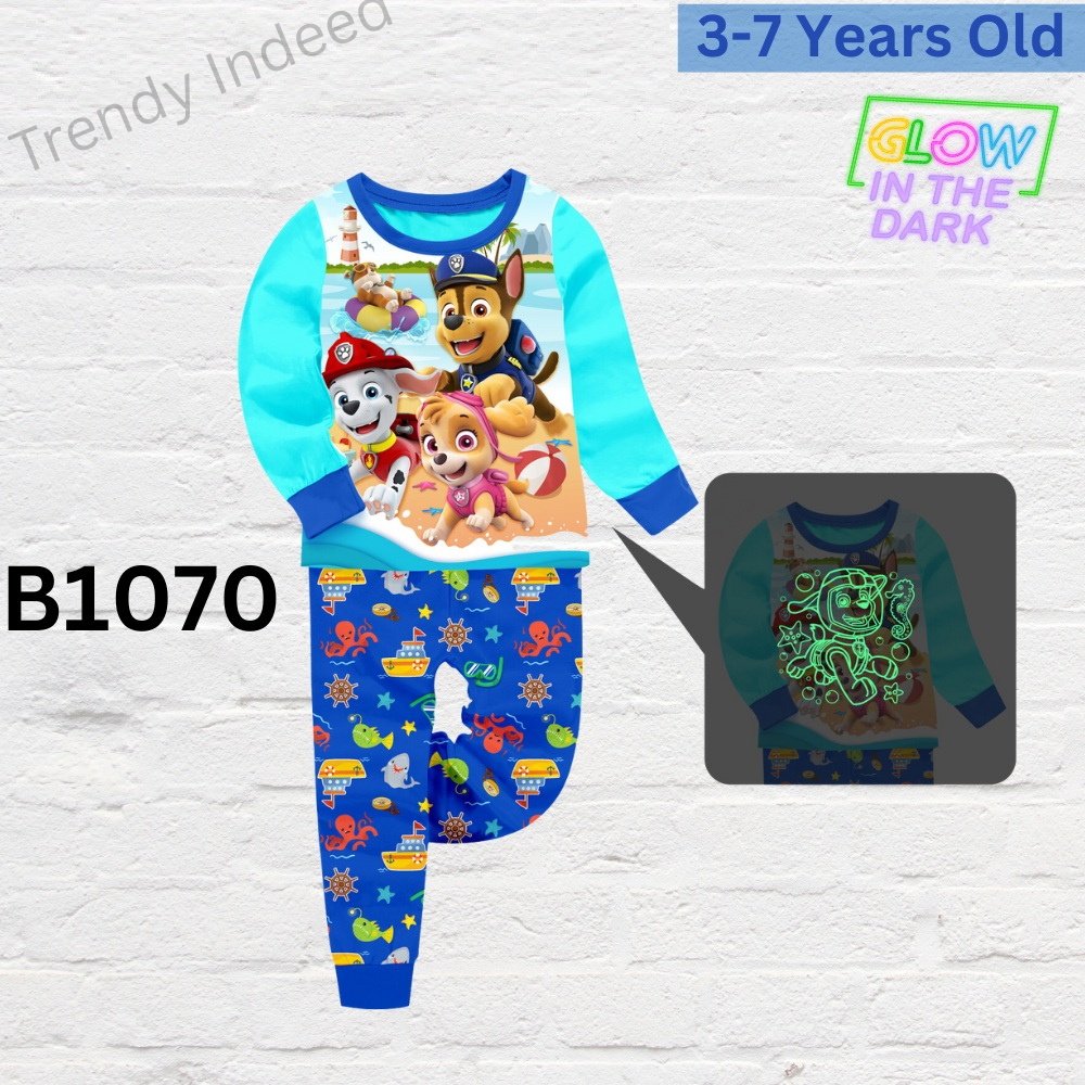 Children luminous pajamas comfortable sleepwear set for kids